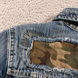 Polo Ralph Lauren Jacket Boys 12 L Blue Camo Patch Sashiko Honeycomb Trucker